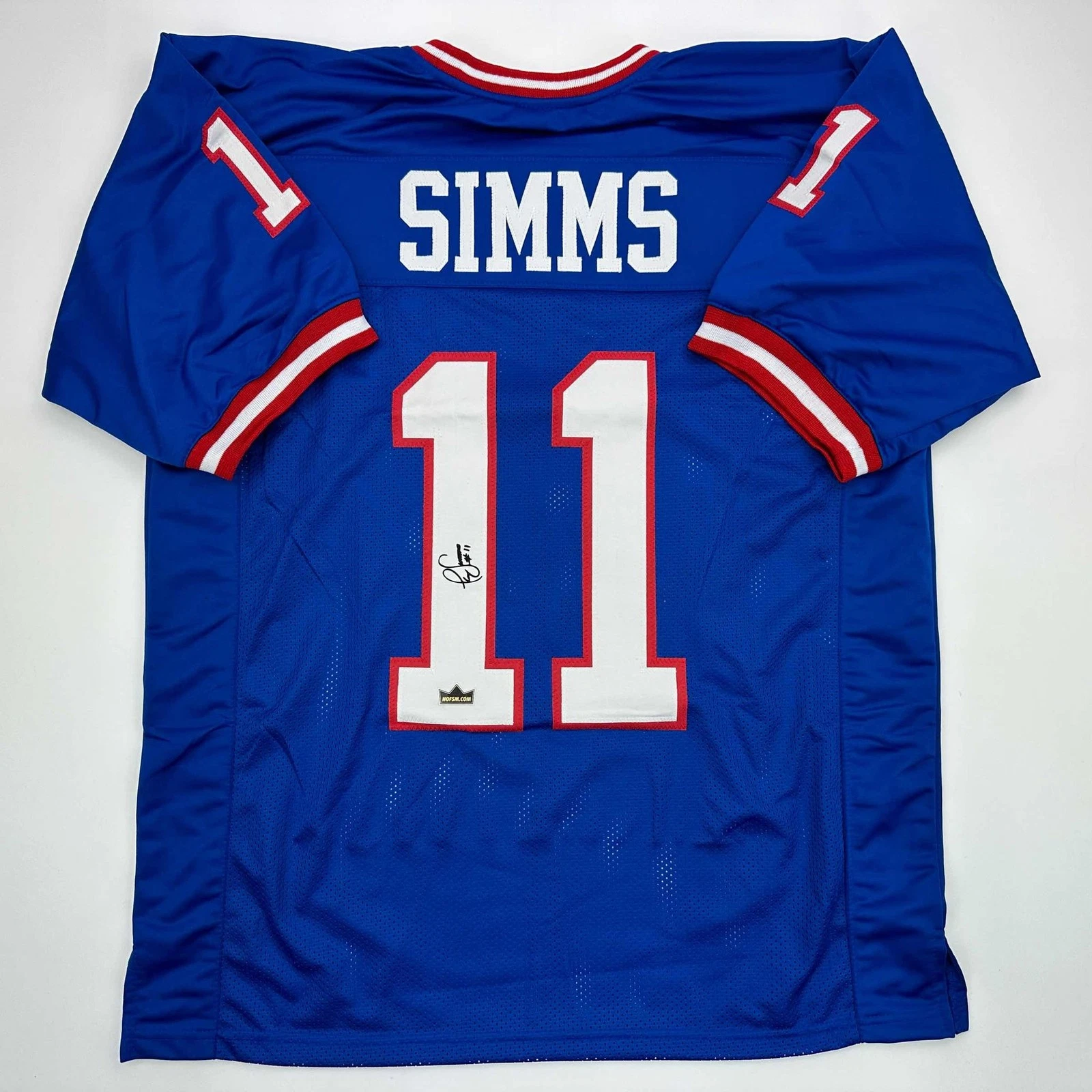 Facsimile Autographed Phil Simms New York Blue Reprint Jersey Size Men's XL