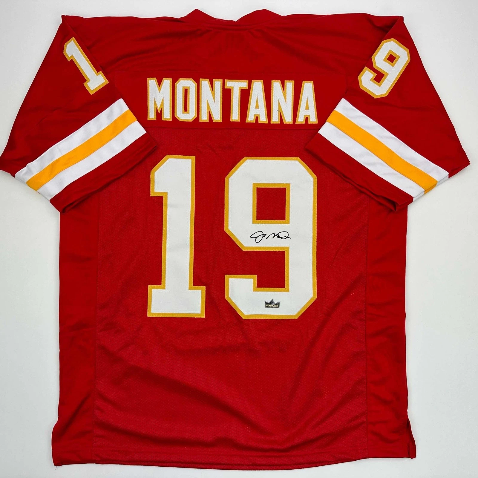 Facsimile Autographed Joe Montana Kansas City Red Jersey Size Men's XL