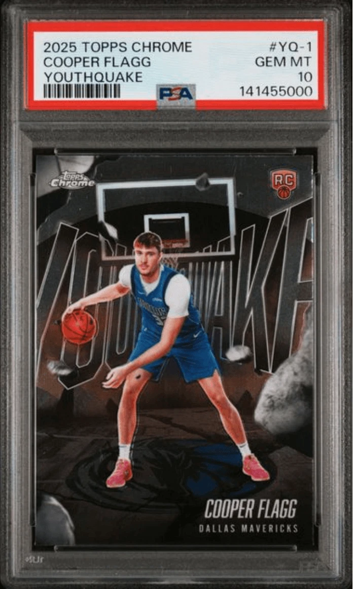 Graded 2025 Topps Chrome Cooper Flagg #YQ1 Youthquake Rookie Card PSA 10