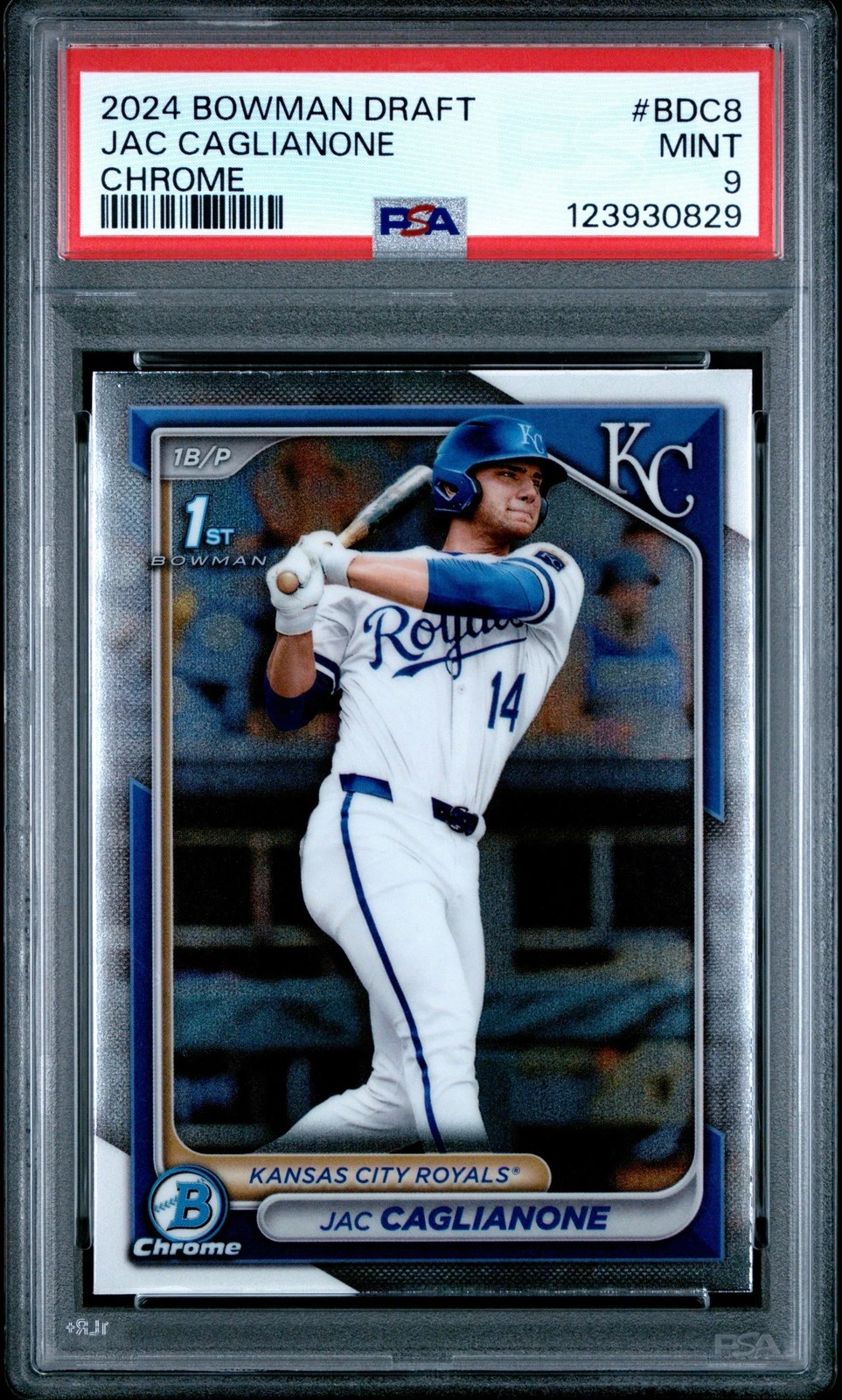 Graded 2024 Bowman Draft Jac Caglianone #BDC8 Chrome RC Baseball Card PSA 9