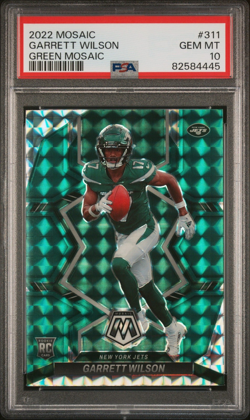 Graded 2022 Panini Mosaic Garrett Wilson #311 Green Mosaic Card PSA 10