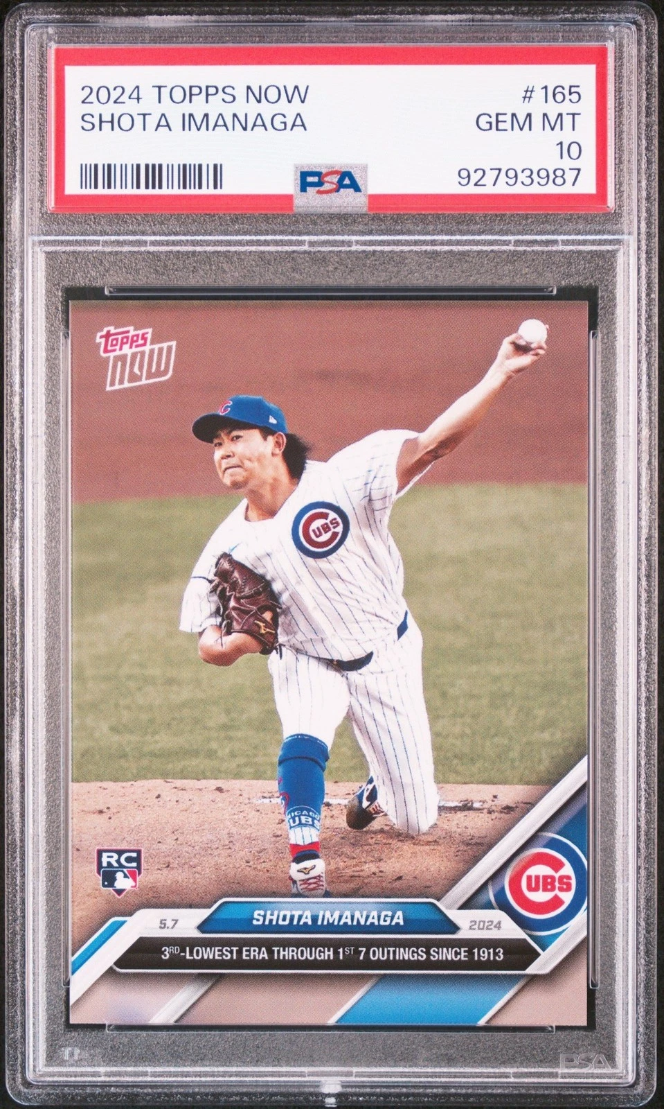 Graded 2024 Topps Now Shota Imanaga #165 Rookie RC Card PSA 10 Gem Mint