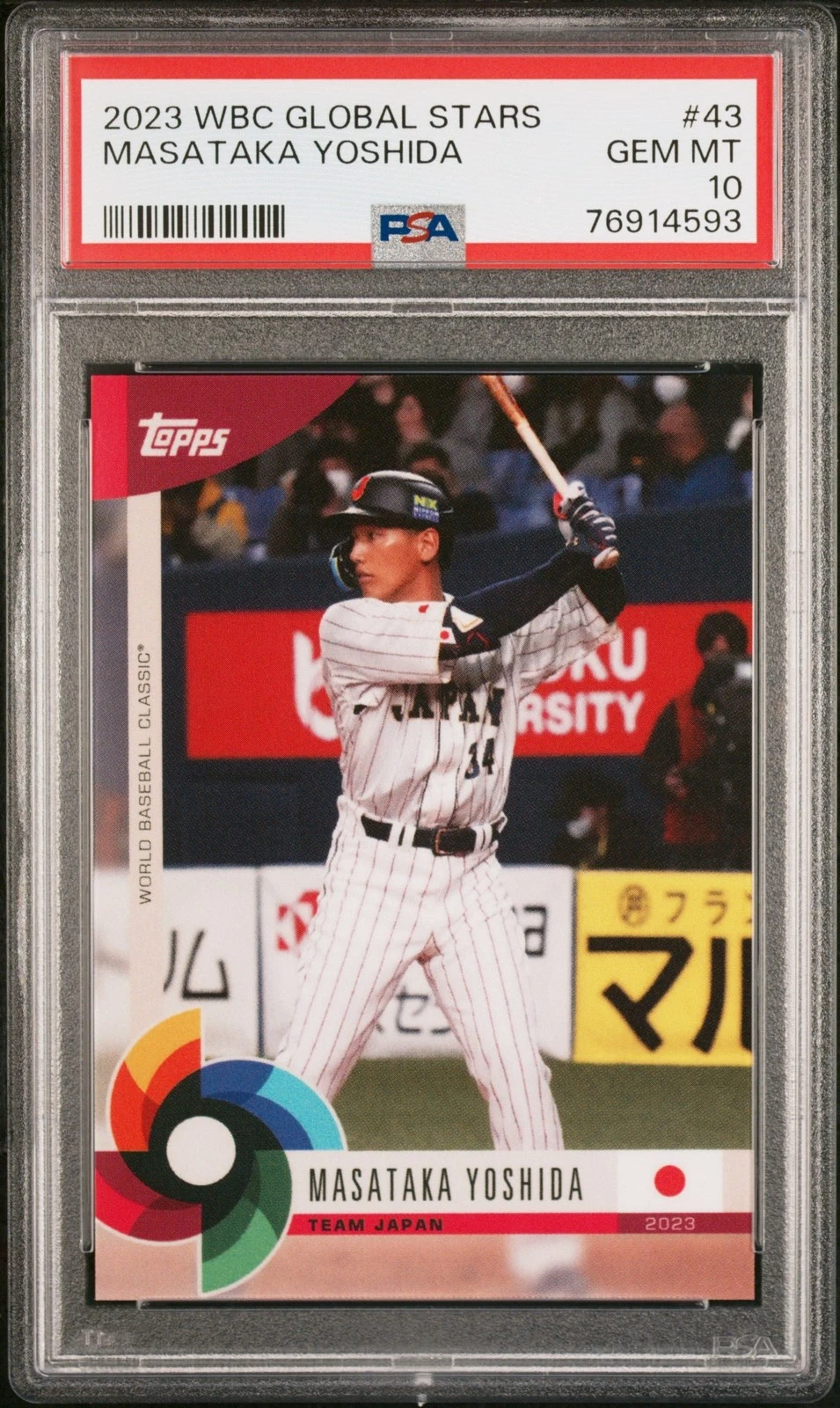 Graded 2023 Topps WBC Global Stars Masataka Yoshida #43 RC Card PSA 10