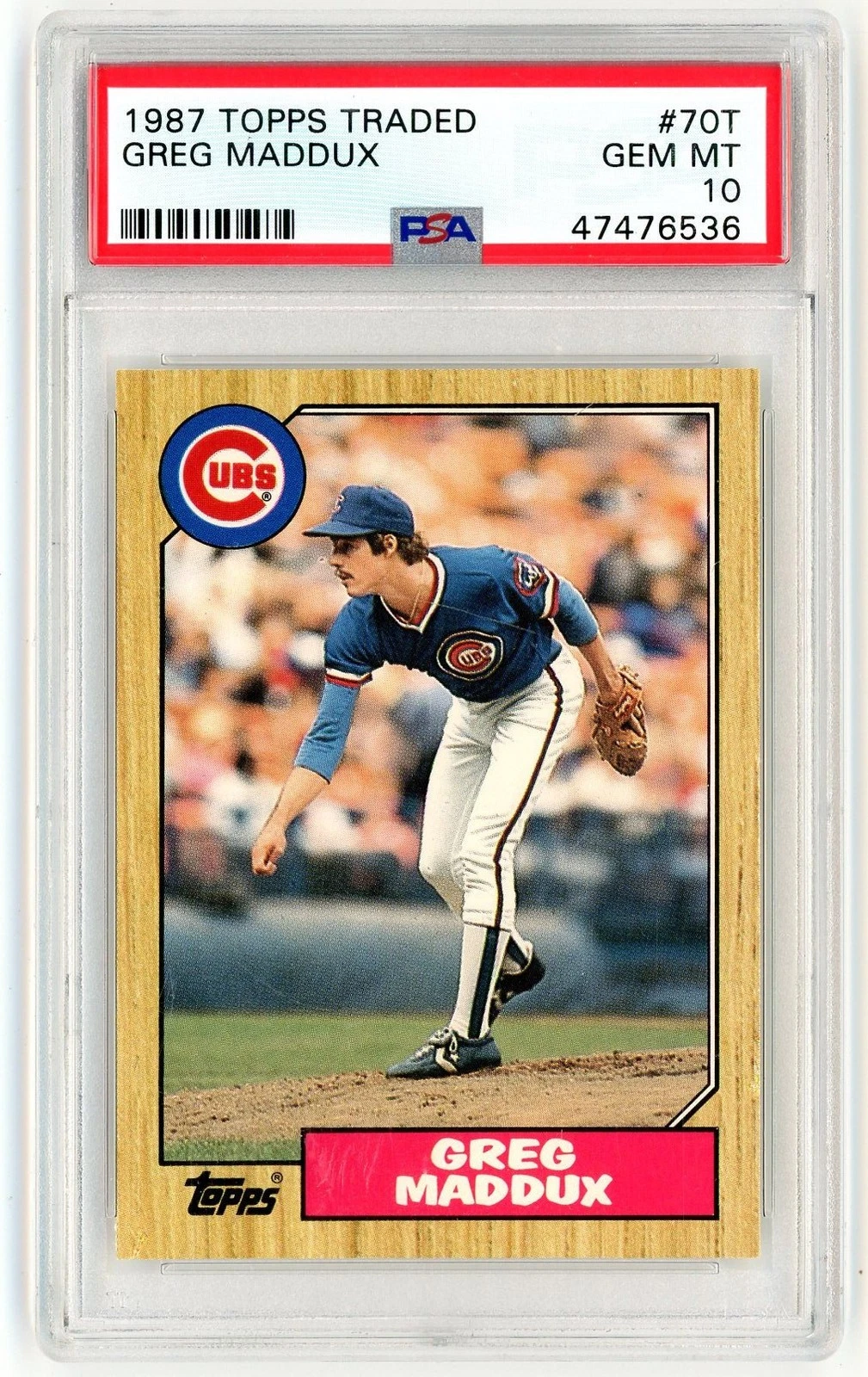 Graded 1987 Topps Traded Greg Maddux #70T Rookie RC Card PSA 10 Mint