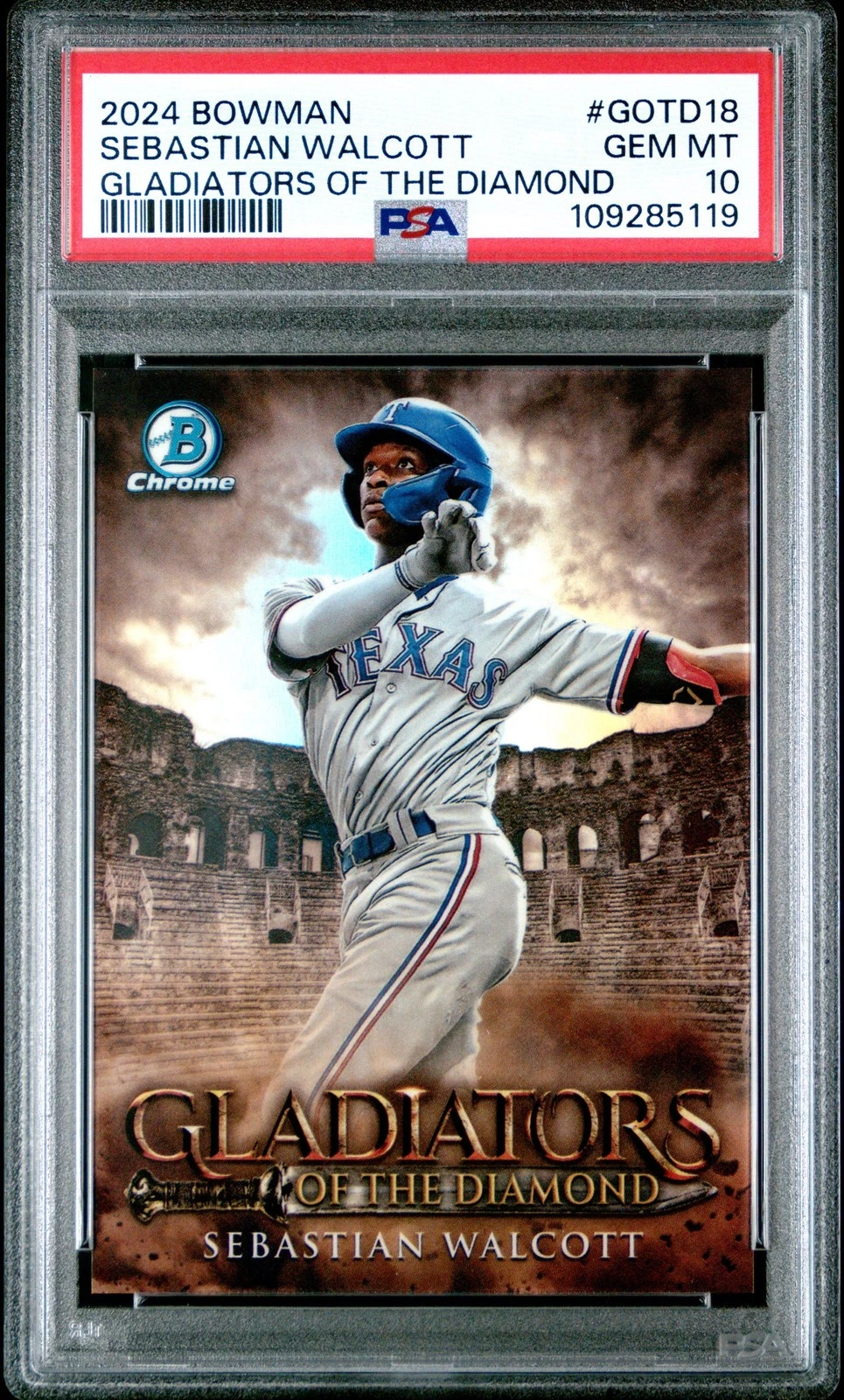 Graded 2024 Bowman Sebastian Walcott #GOTD18 Gladiators RC Card PSA 10