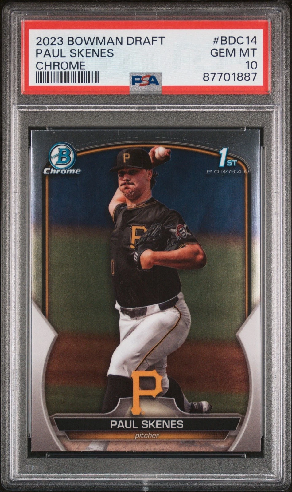 Graded 2023 Topps Bowman Draft Paul Skenes #BDC14 Chrome RC Card PSA 10