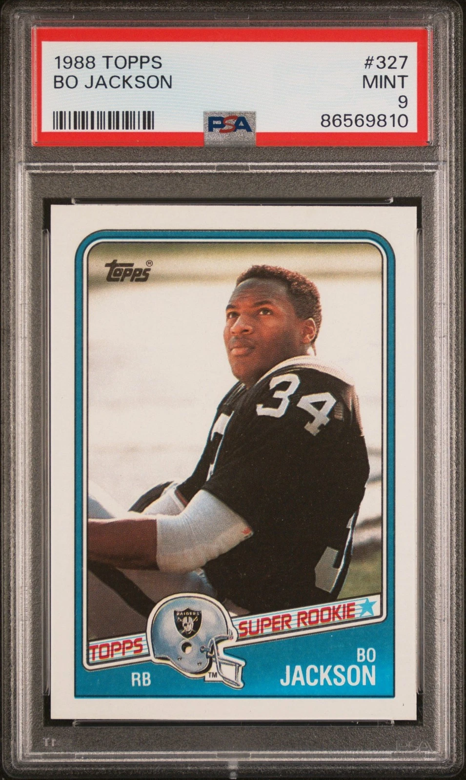 Graded 1988 Topps Super Rookie Bo Jackson #327 Rookie RC Card PSA 9