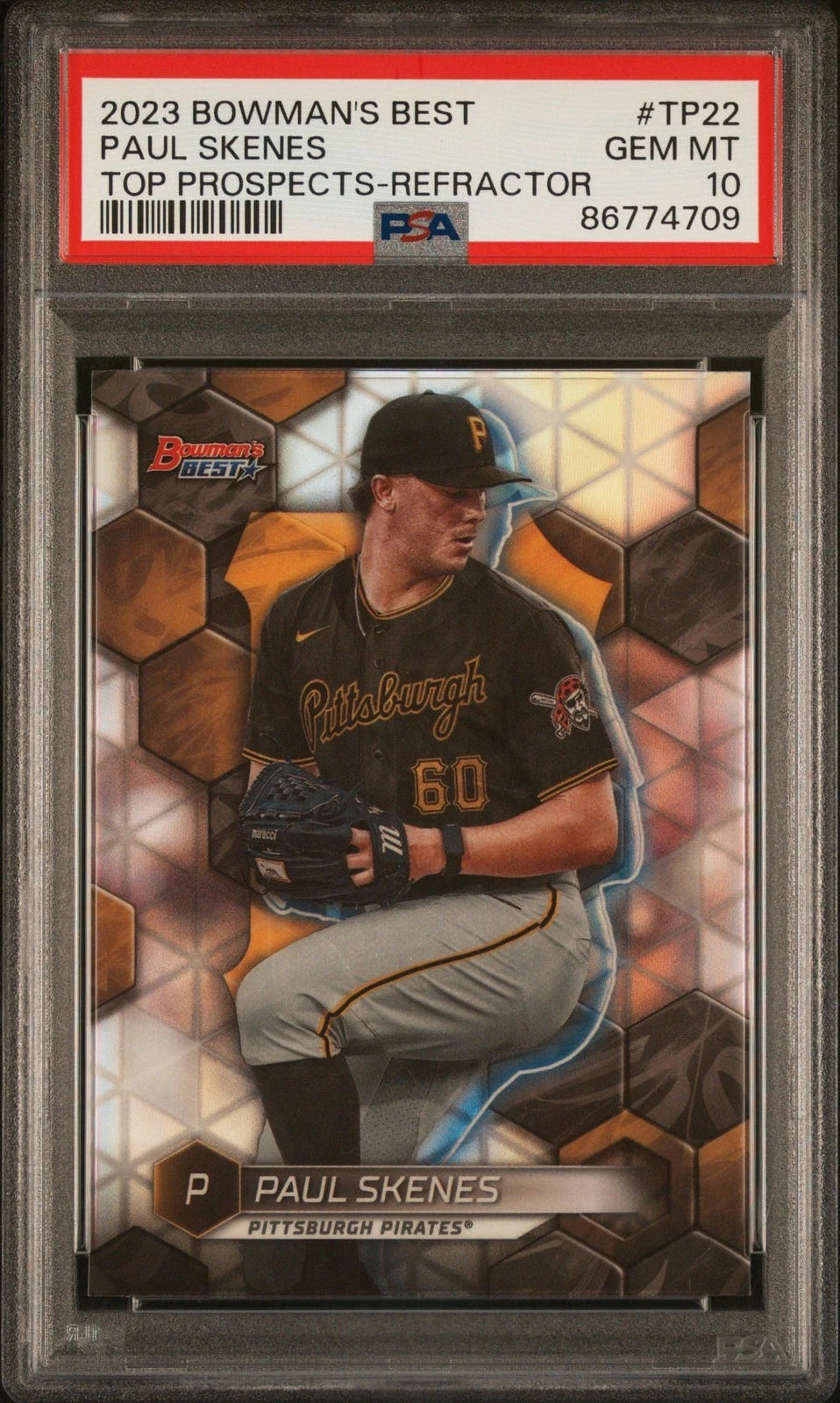 Graded 2023 BWM Best Paul Skenes #TP22 Top Prospects REF RC Card PSA 10