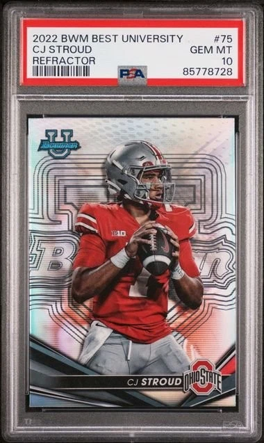 Graded 2022 BWM Best University CJ Stroud #75 Refractor RC Card PSA 10