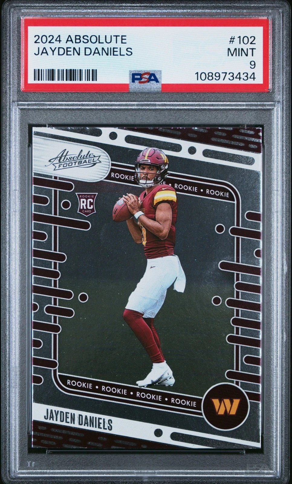 Graded 2024 Panini Absolute Jayden Daniels #102 Rookie Card PSA 9 Mint