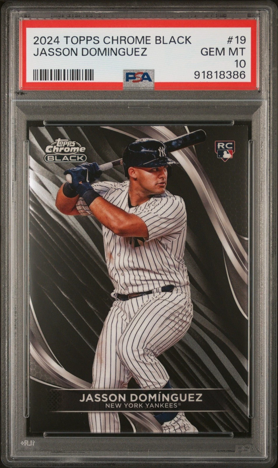 Graded 2024 Topps Chrome Black Jasson Dominguez #19 Rookie Card PSA 10