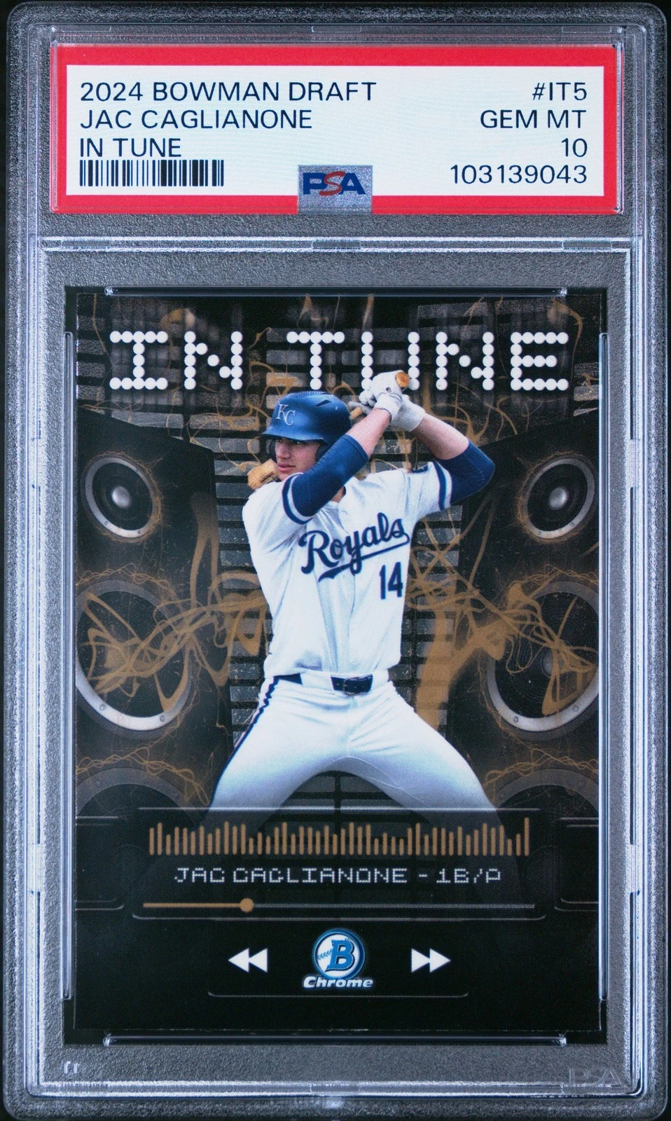 Graded 2024 Topps Bowman Draft Jac Caglianone #IT5 In Tune Card PSA 10