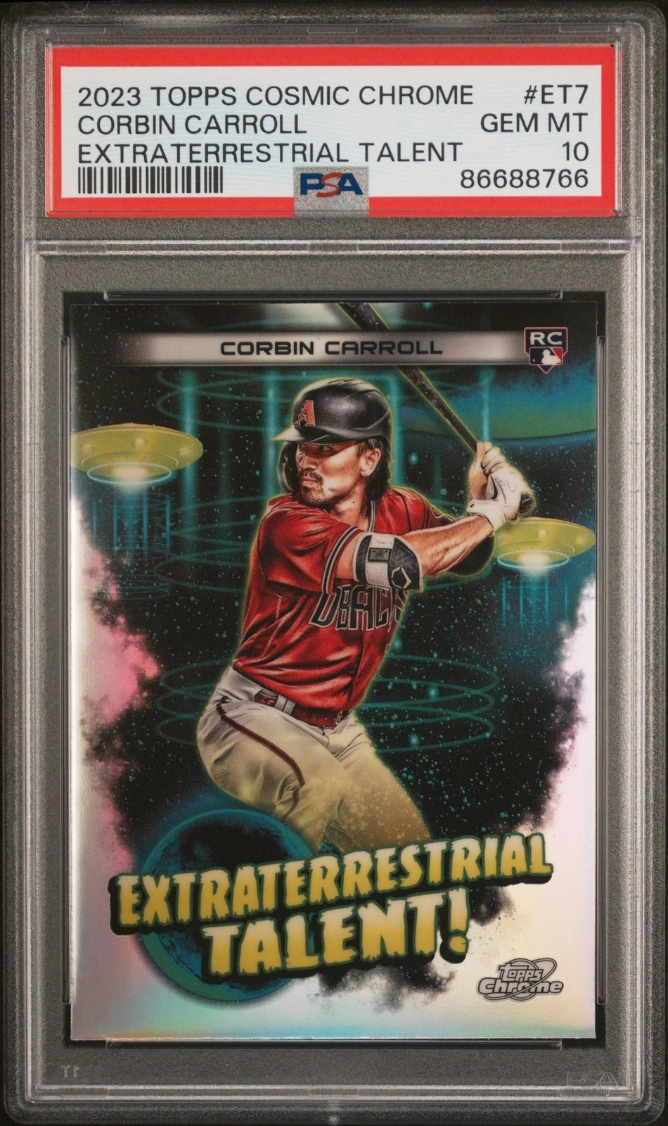 Graded 2023 Topps Cosmic Chrome Corbin Carroll #ET7 Talent Card PSA 10