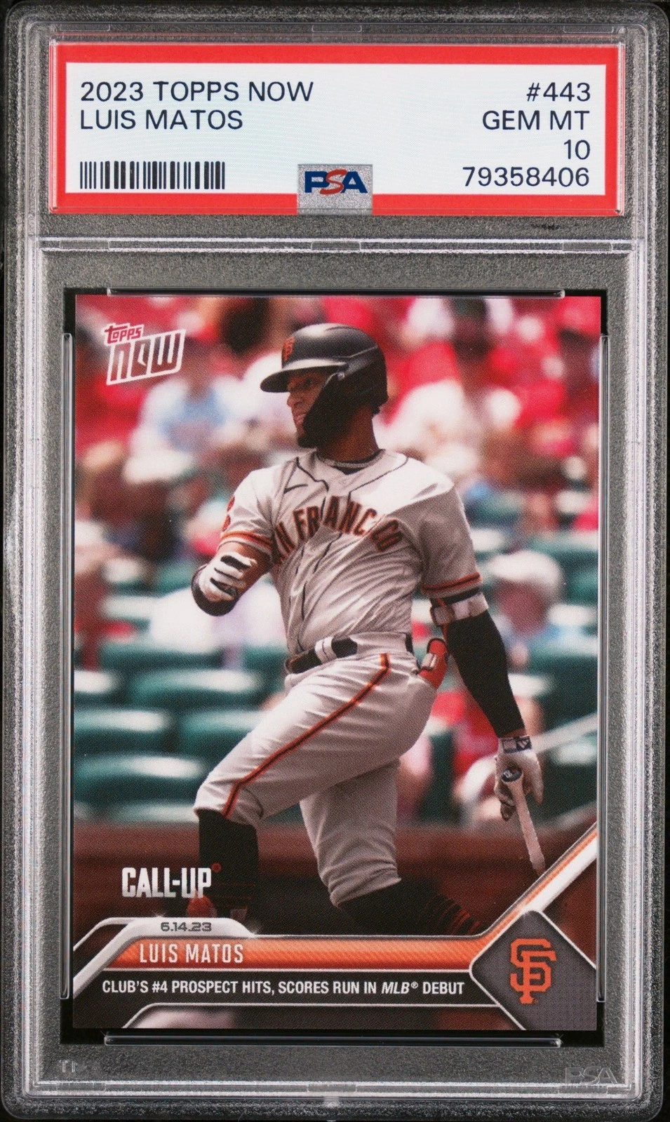Graded 2023 Topps Now Luis Matos #443 Rookie RC Card PSA 10 Gem Mint