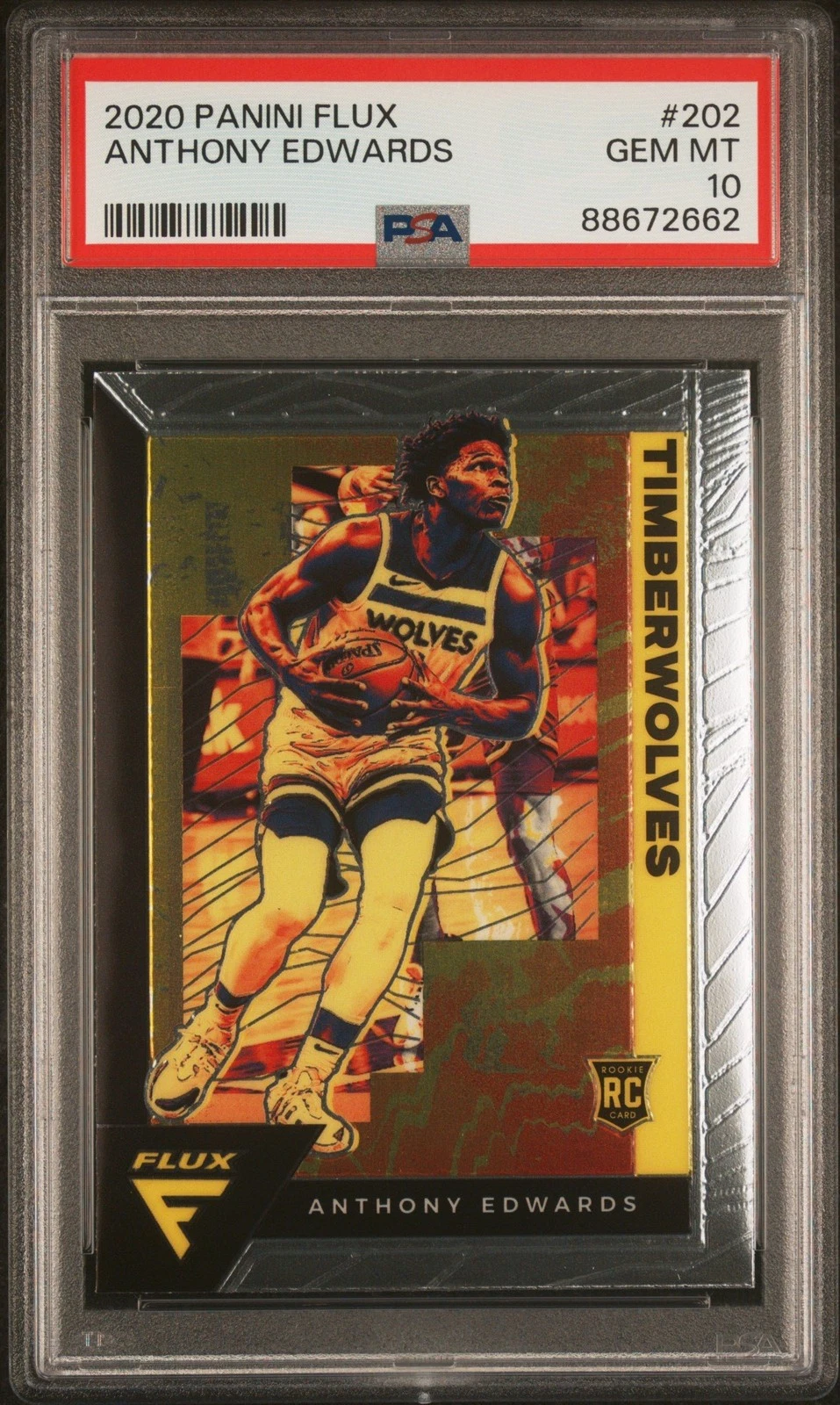 Graded 2020 Panini Flux Anthony Edwards #202 Rookie RC Card PSA 10
