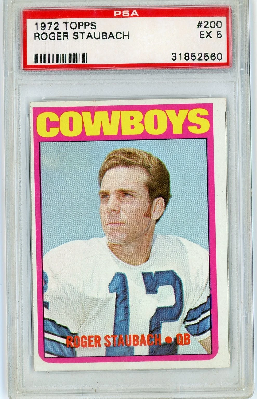 Graded 1972 Topps Roger Staubach #200 Rookie RC Card PSA 5 Excellent