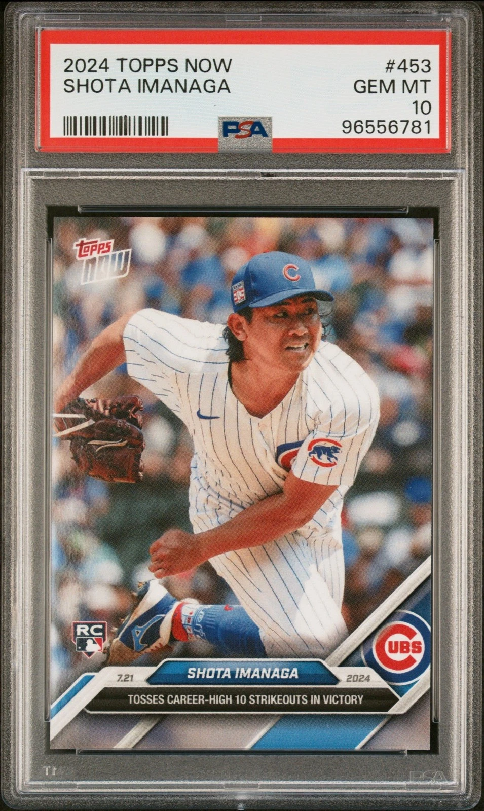 Graded 2024 Topps Now Shota Imanaga #453 Rookie RC Card PSA 10 Gem Mint