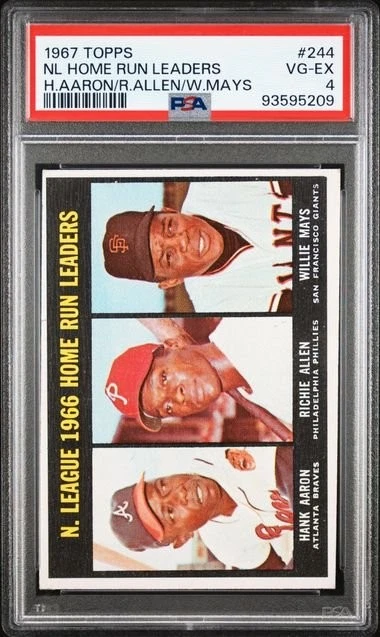 Graded 1967 Topps NL Home Run Leaders Mays Aaron Allen #244 Card PSA 4