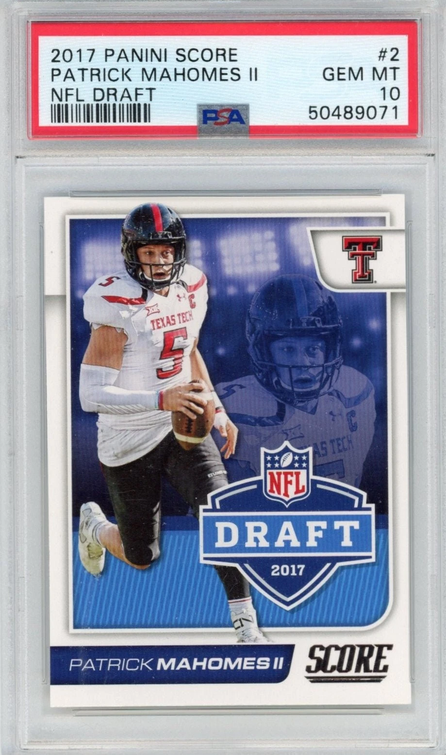 Graded 2017 Panini Score Patrick Mahomes II #2 Draft Rookie Card PSA 10