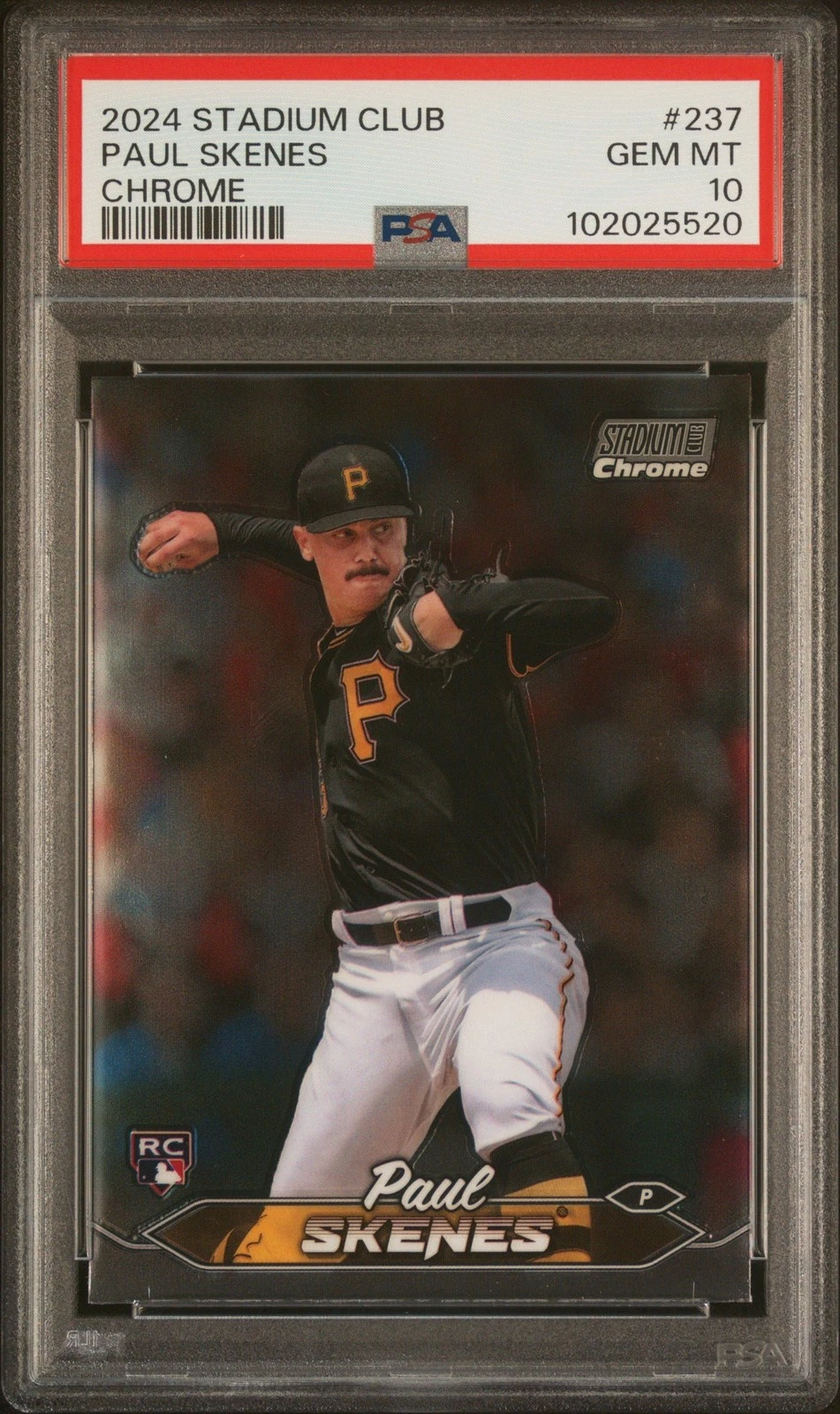 Graded 2024 Topps Stadium Club Paul Skenes #237 Chrome RC Card PSA 10