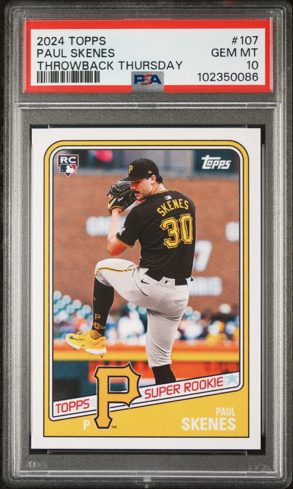 Graded 2024 Topps Paul Skenes #107 Throwback Thursday RC Card PSA 10