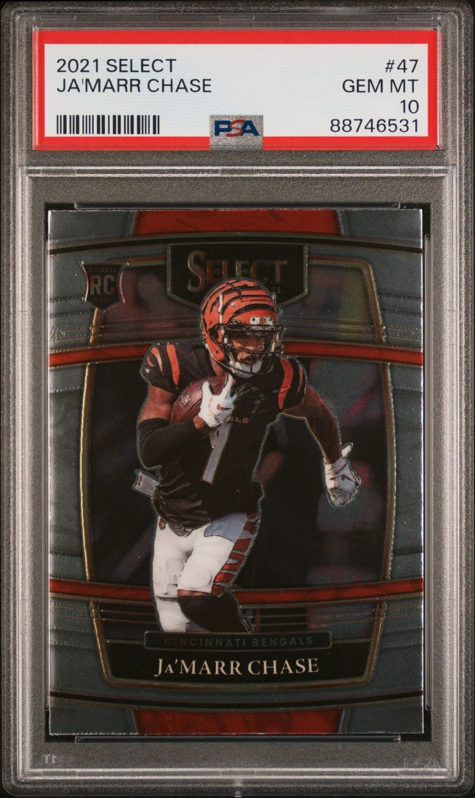 Graded 2021 Panini Select Ja'Marr Chase #47 Rookie RC Card PSA 10 Gem