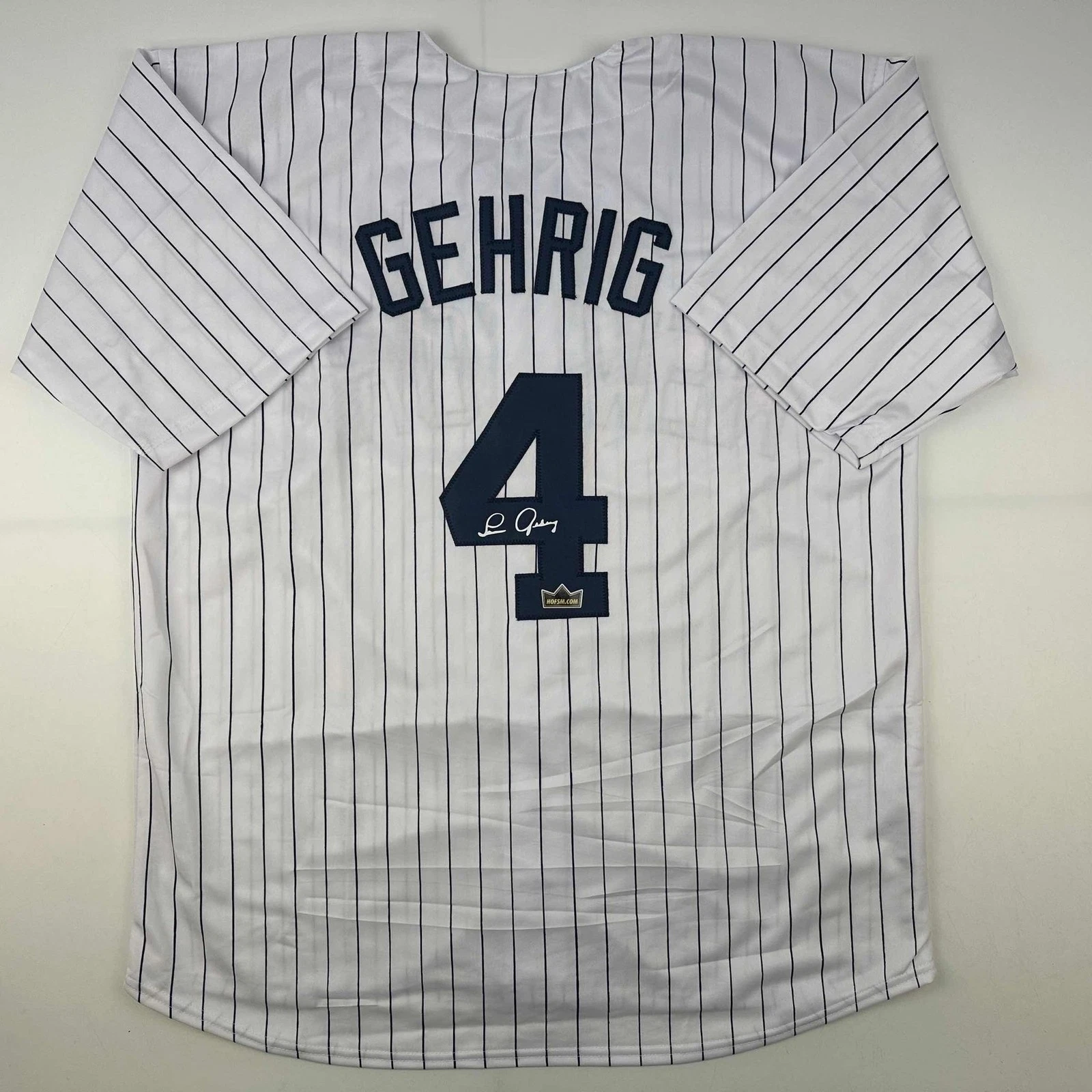 Facsimile Autographed Lou Gehrig New York Pinstripe Auto Jersey Men's XL