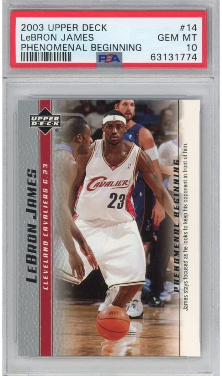 Graded 2003 Upper Deck LeBron James #14 Phenomenal Beginning RC Card PSA 10