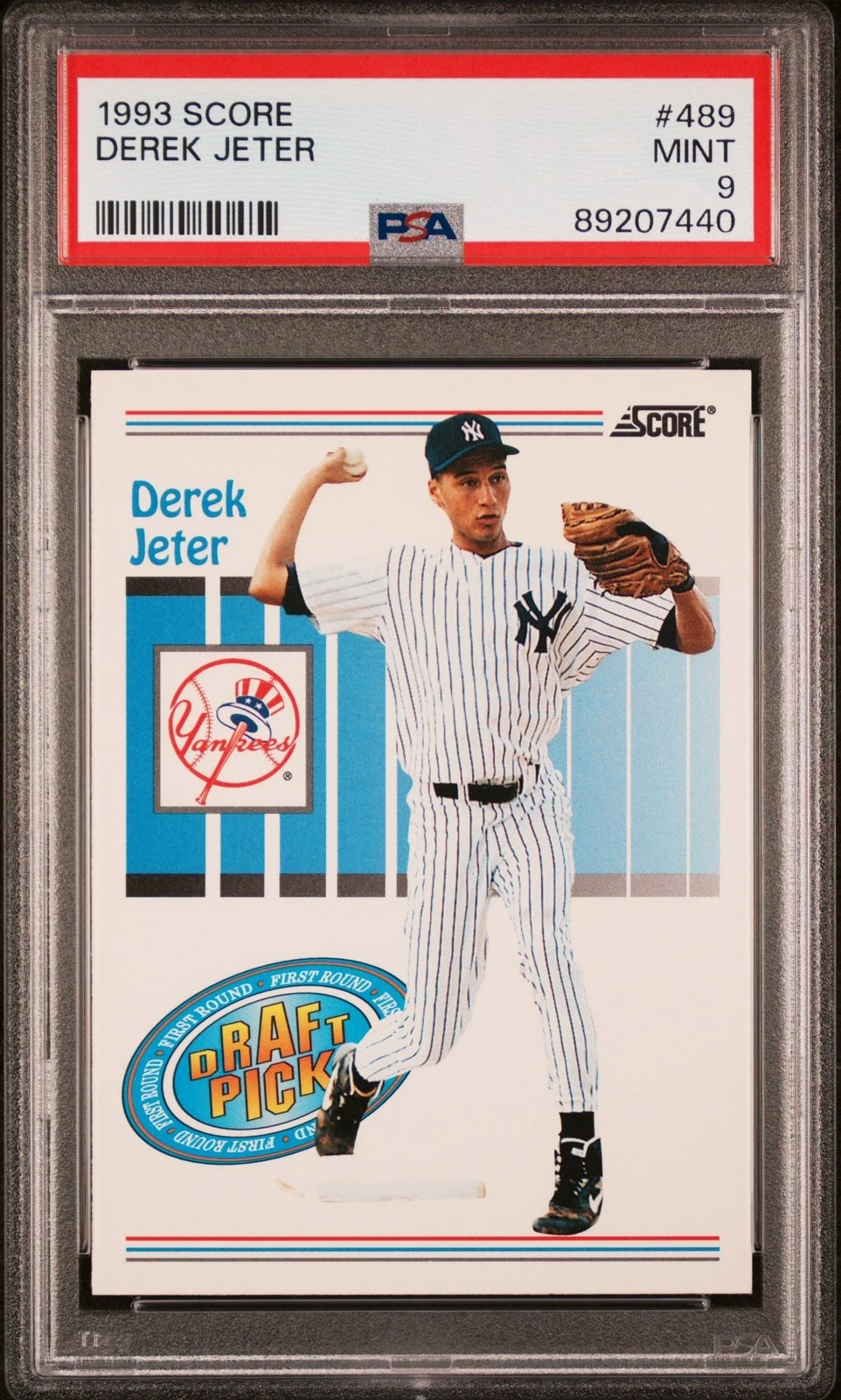 Graded 1993 Score Derek Jeter #489 Rookie RC Baseball Card PSA 9 Mint