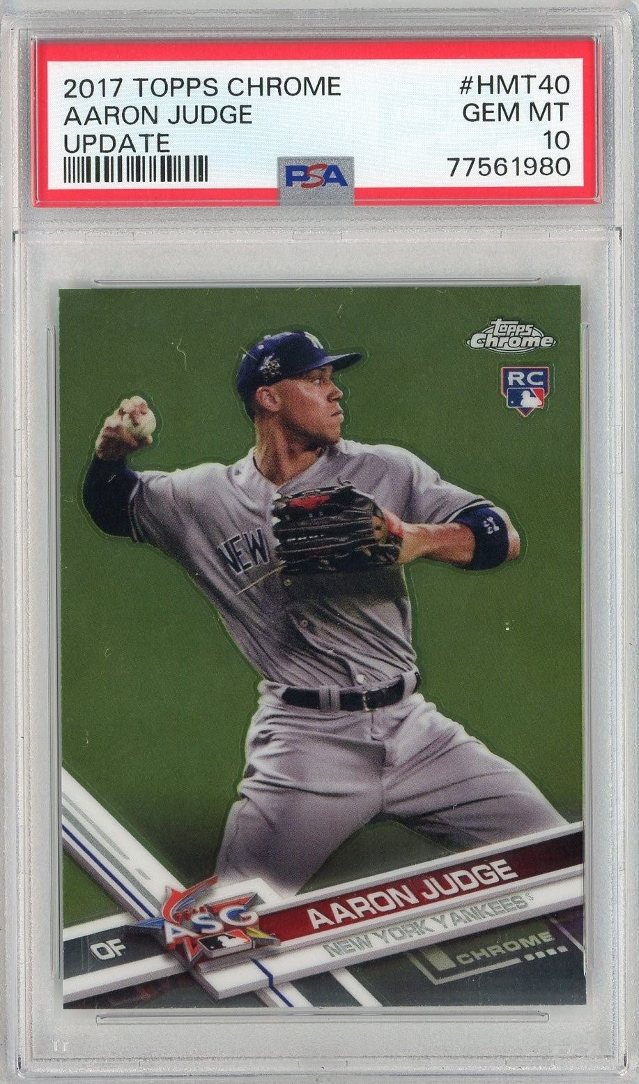 Graded 2017 Topps Chrome Aaron Judge #HMT40 Update Rookie Card PSA 10