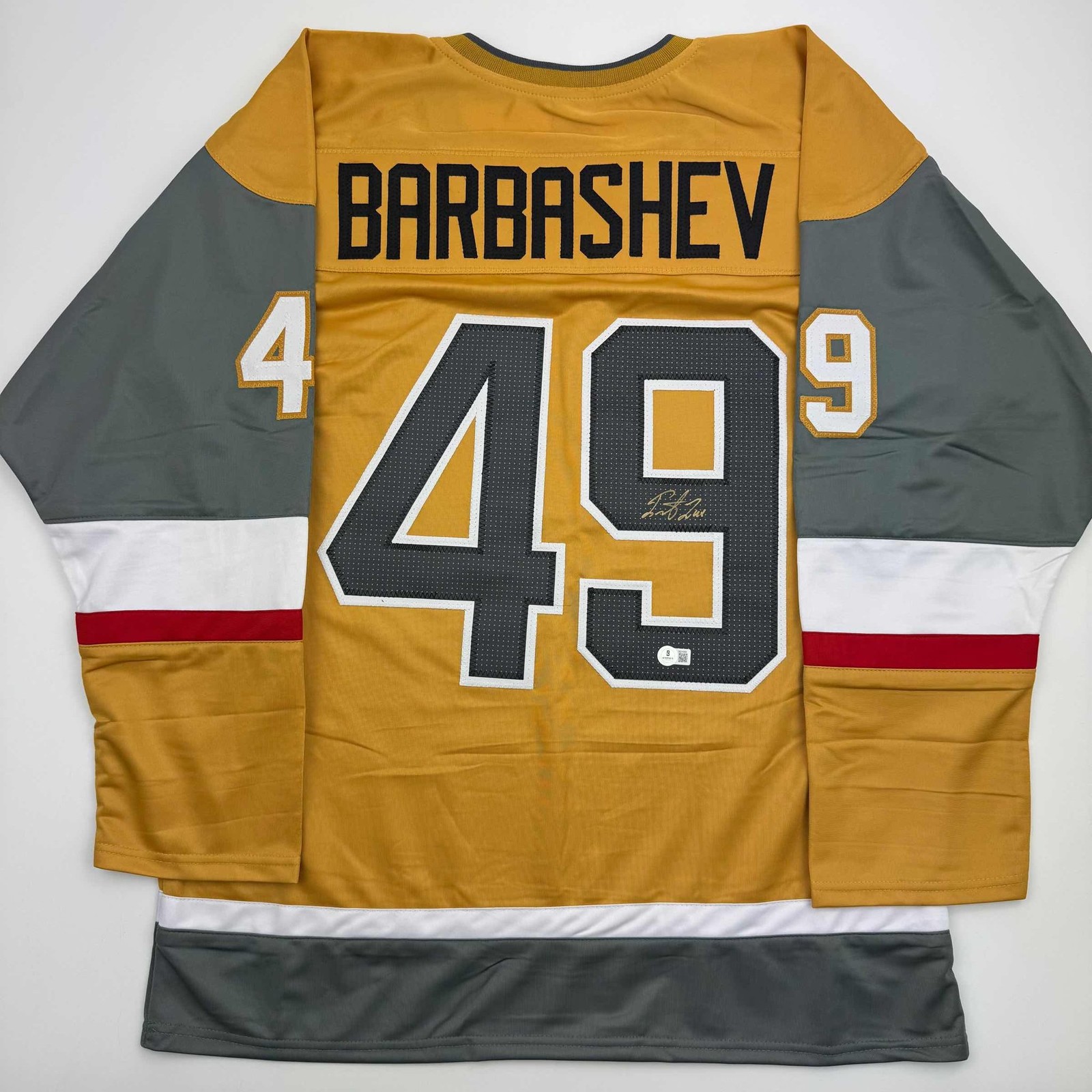 Autographed/Signed Ivan Barbashev Las Vegas Gold Jersey Beckett BAS COA