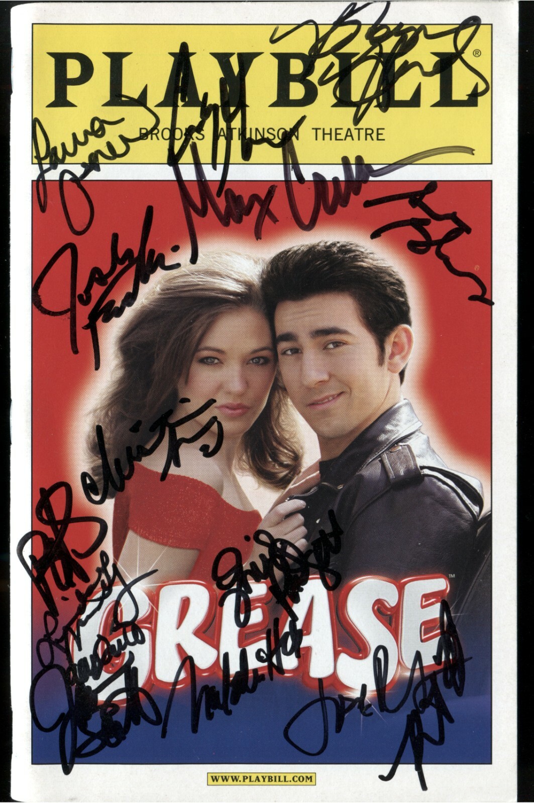 Osnes Crumm + Cast (x15) Signed Auto Autographed Grease Broadway Playbill COA A