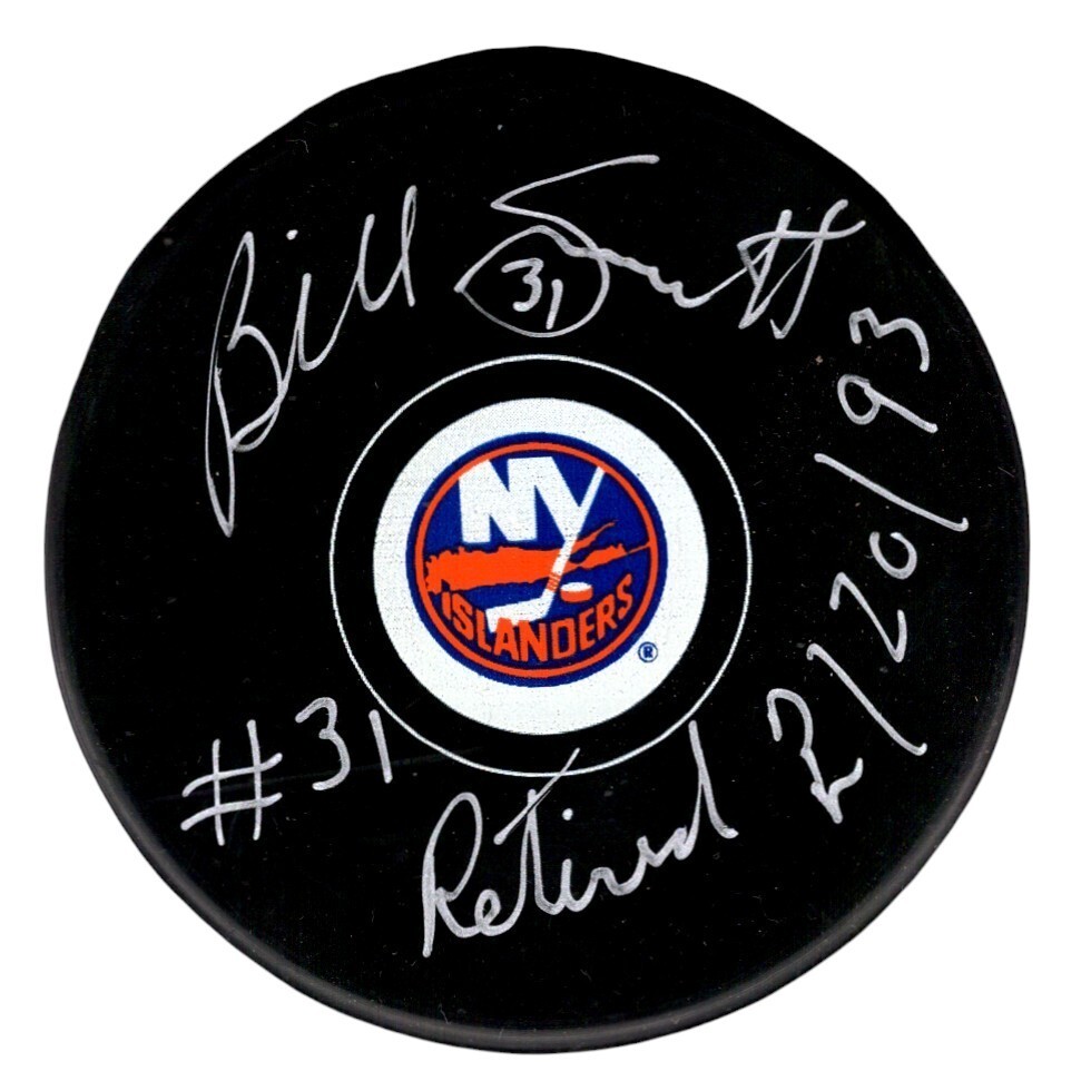 Billy Smith Signed New York Islanders Puck w/ #31 Retired 2/20/93 PSA ITP COA