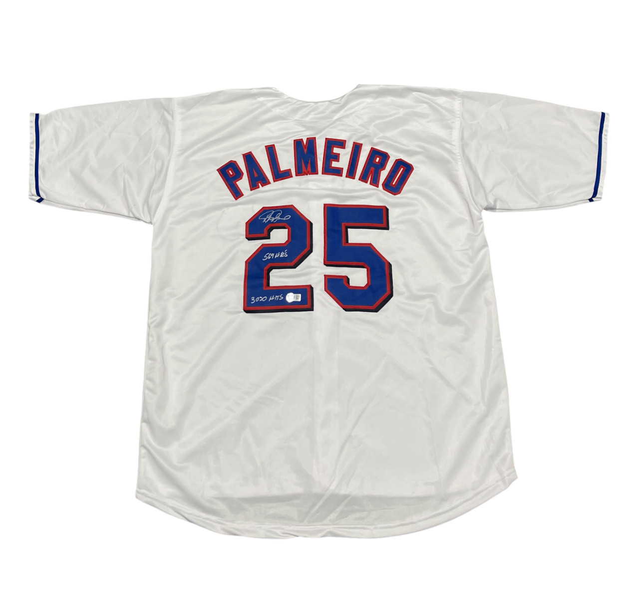 Rafael Palmeiro Signed Rangers Custom Jersey w/ 569 3020 Beckett Wit BAS COA