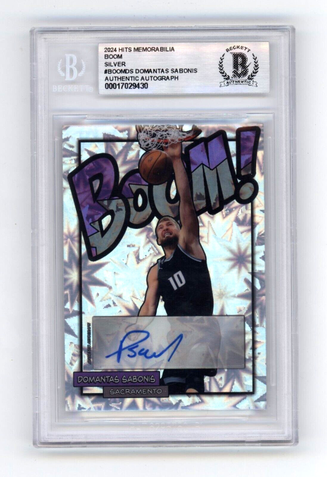 Domantas Sabonis 2024 Hits Memorabilia BOOM Silver JSY 10/10 Signed BGS BAS Auto