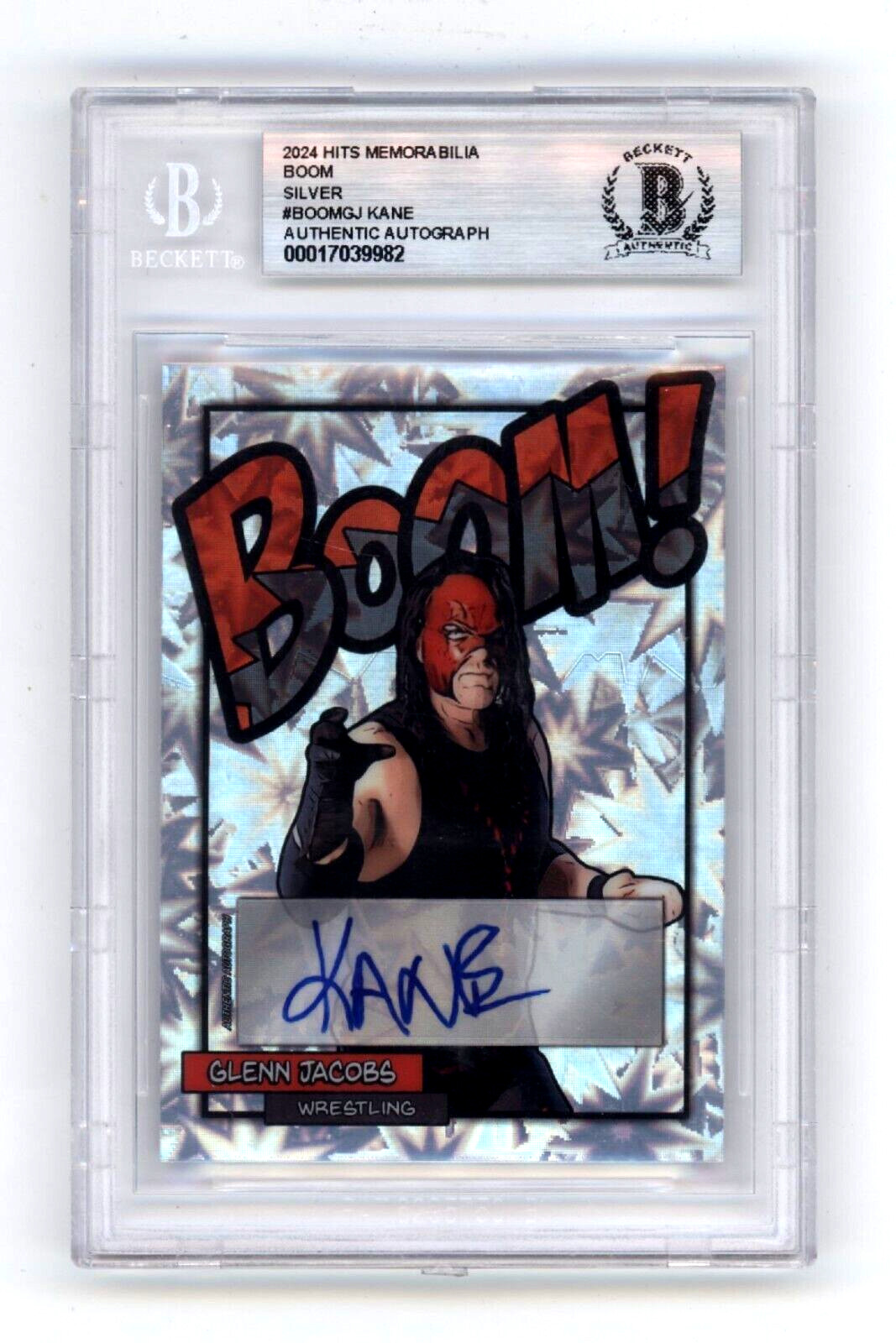 Glenn Jacobs KANE 2024 Hits Memorabilia BOOM Silver #/10 Signed BGS BAS Auto