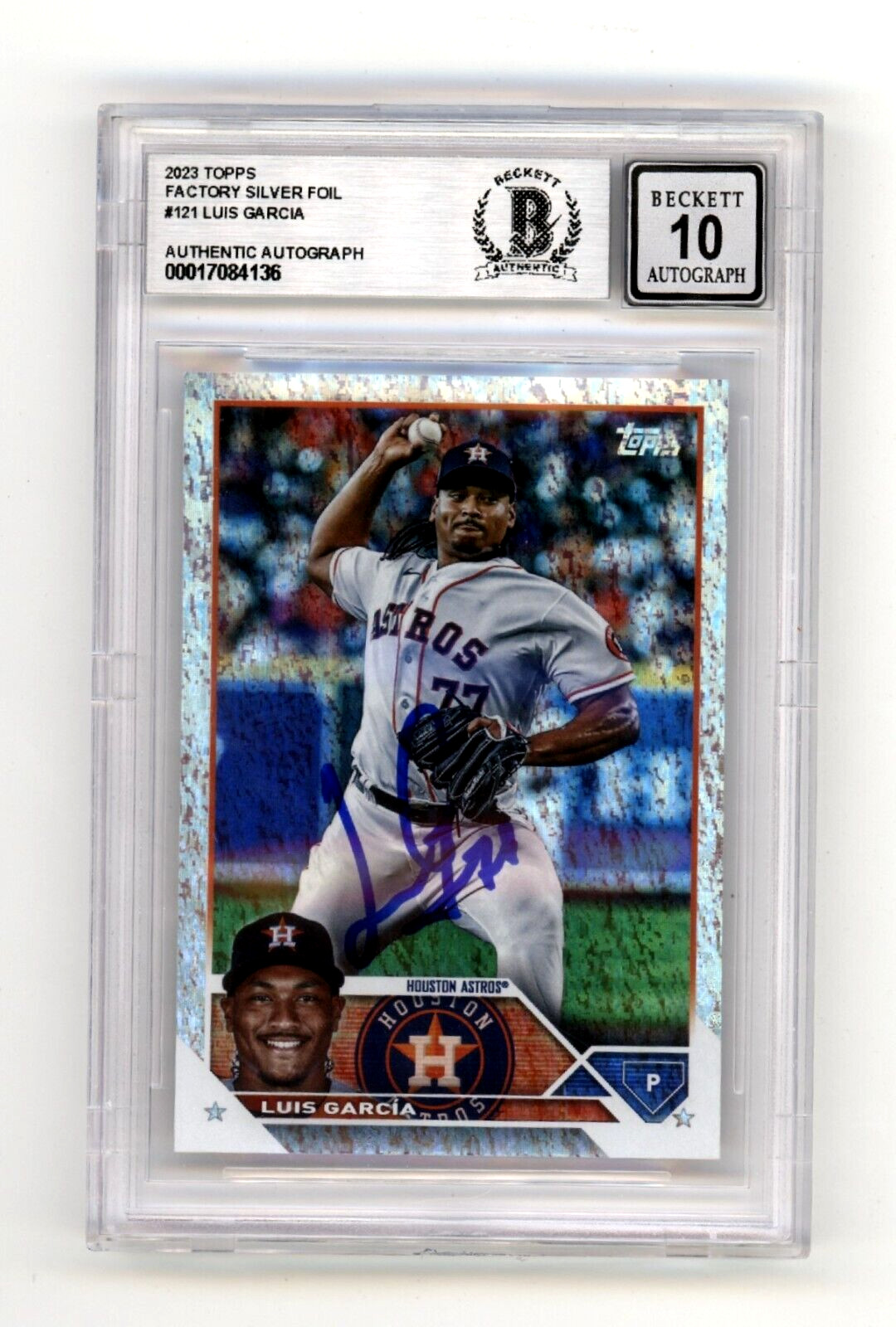 Luis Garcia 2023 Topps 121 Silver Foilboard #/426 Signed BAS BGS 10 Auto Astros