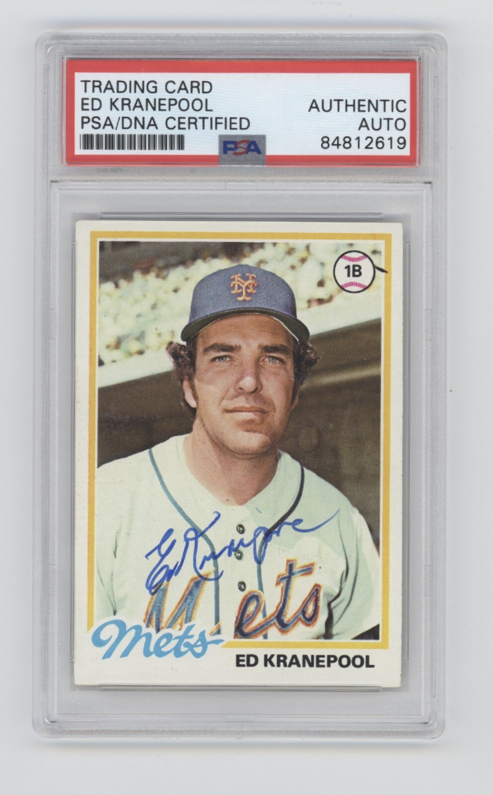 Ed Kranepool 1978 Topps Baseball #49 Signed PSA Authentic Auto New York Mets