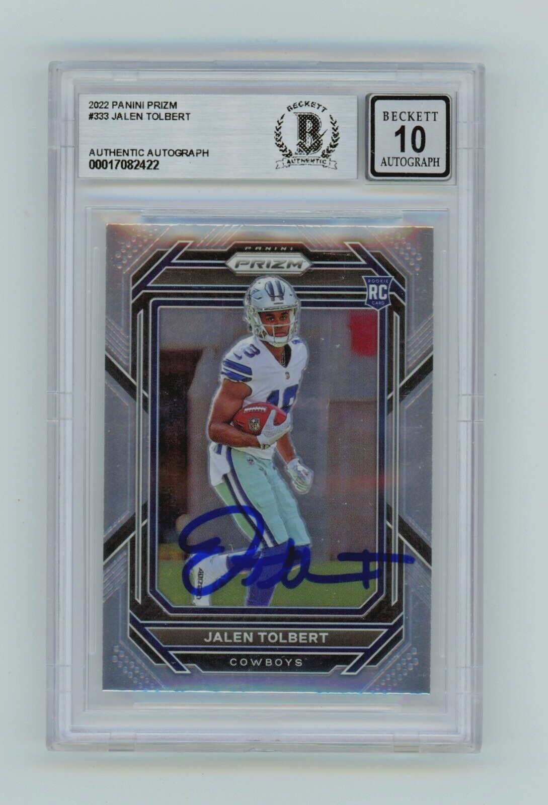 Jalen Tolbert 2022 Panini Prizm #333 Rookie RC Signed Beckett BAS BGS 10 Auto