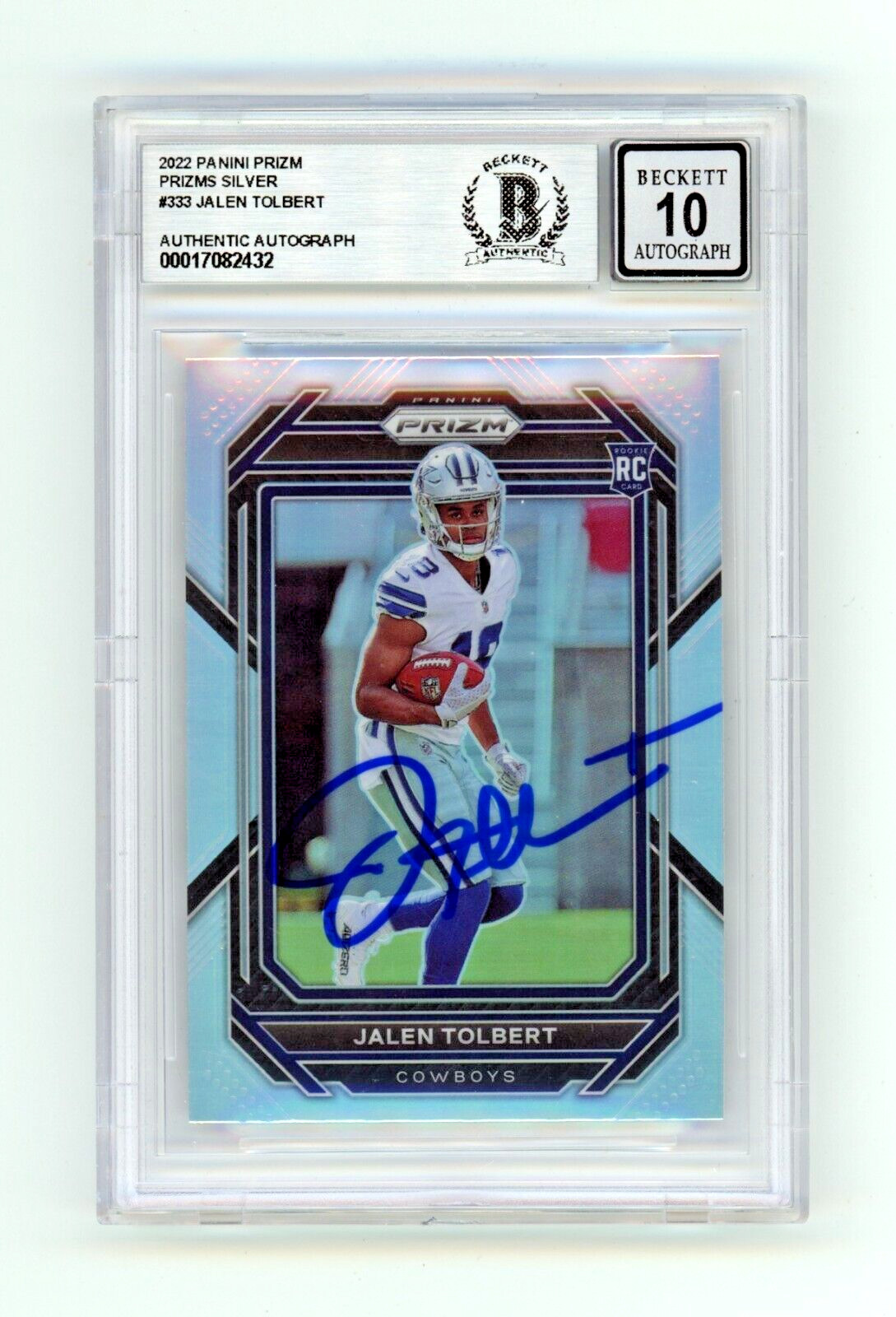 Jalen Tolbert 2022 Prizm Silver #333 Rookie RC Signed BAS BGS 10 Auto