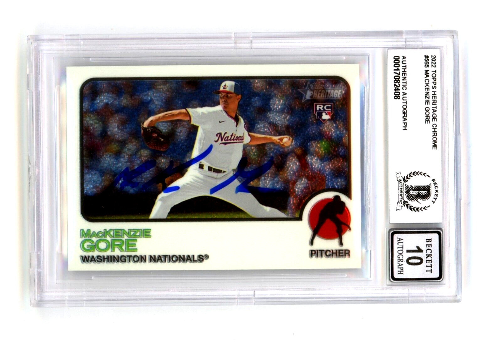 MacKenzie Gore 2022 Topps Heritage Chrome 608/999 #565 Rookie RC BAS BGS 10 Auto