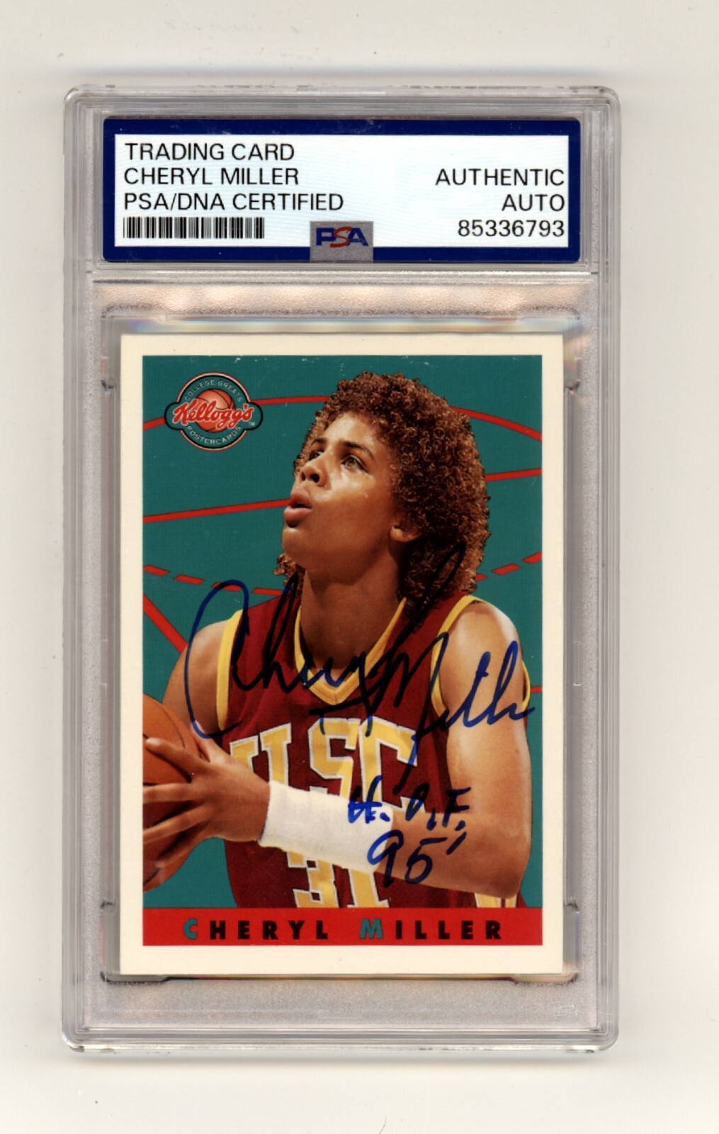 Cheryl Miller 1993 Kellogg's College Greats RC Signed w/ HOF 95 PSA Auto