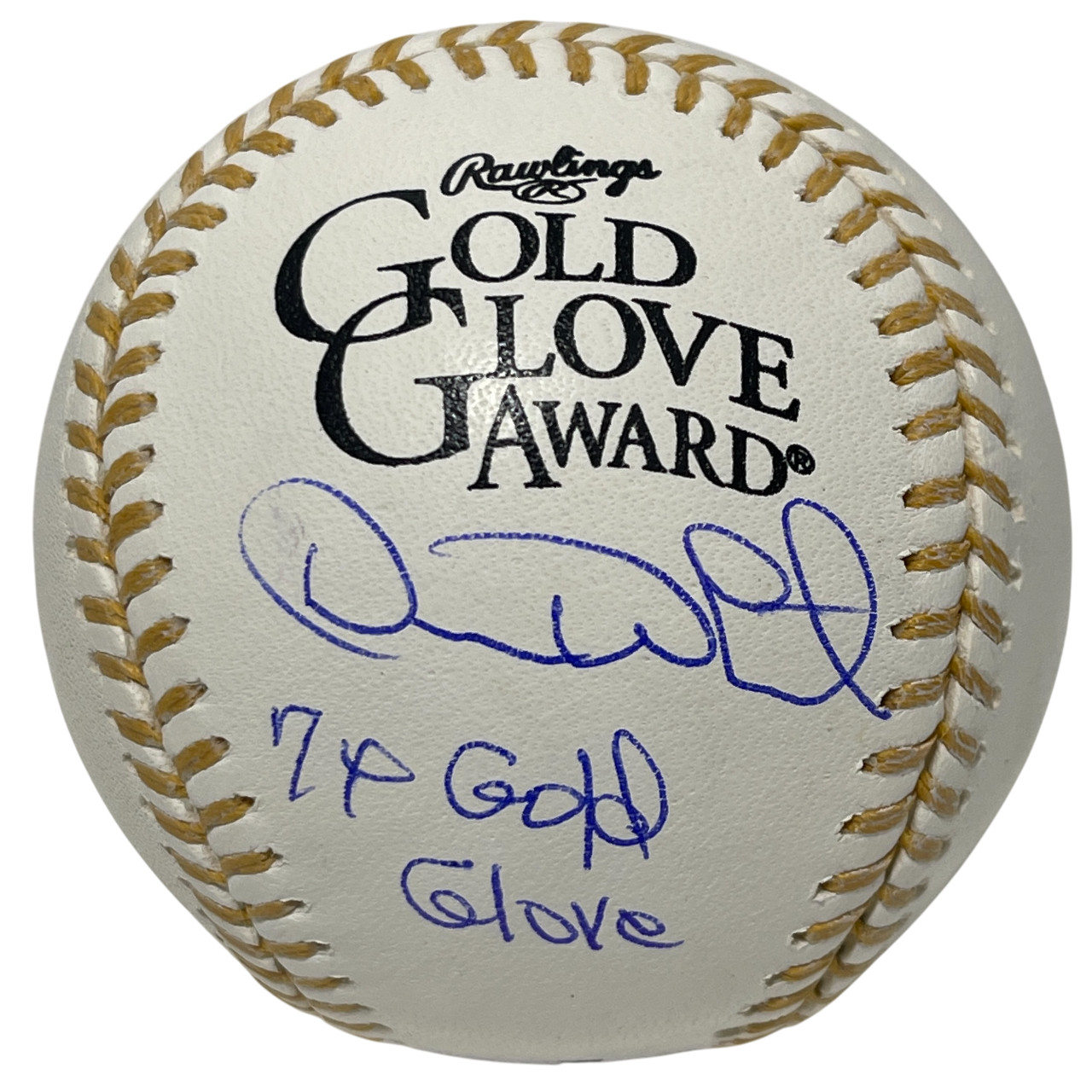 Devon White Signed Rawlings Gold Glove Baseball w/ 7x Gold Glove Beckett BAS COA