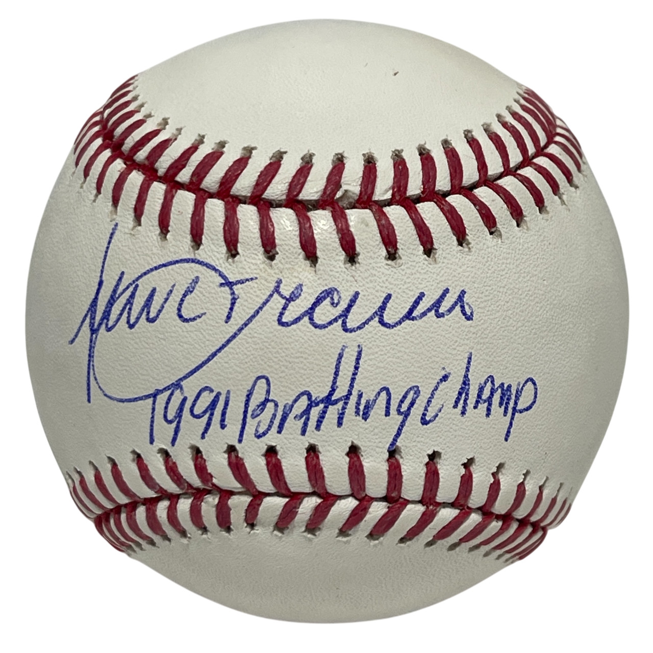 Julio Franco Signed ROMLB Baseball w/ 1991 Batting Champ Beckett Witness BAS COA
