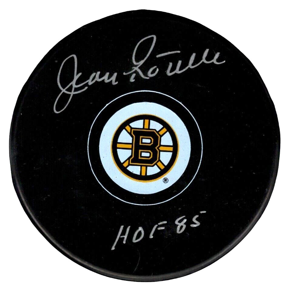 Jean Ratelle Signed Boston Bruins Puck w/ HOF 85 Beckett Witness BAS COA