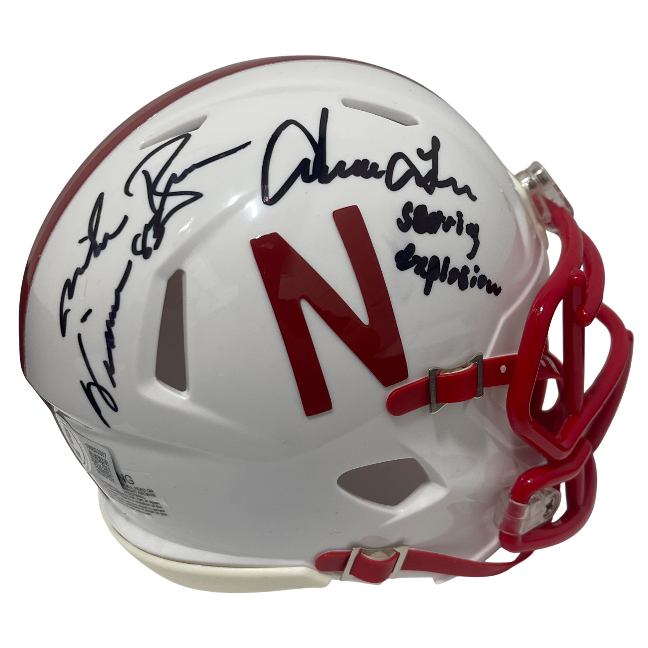 Mike Rozier & Irving Fryar Signed Nebraska Mini Helmet w/ Insc Beckett W BAS COA