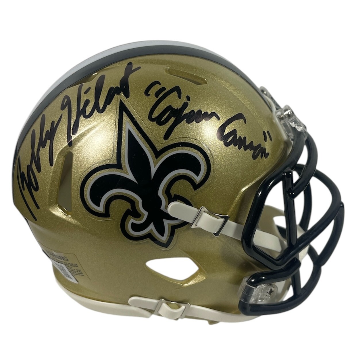 Bobby Hebert Signed Saints Speed Mini Helmet Cajun Cannon Beckett Wit BAS COA