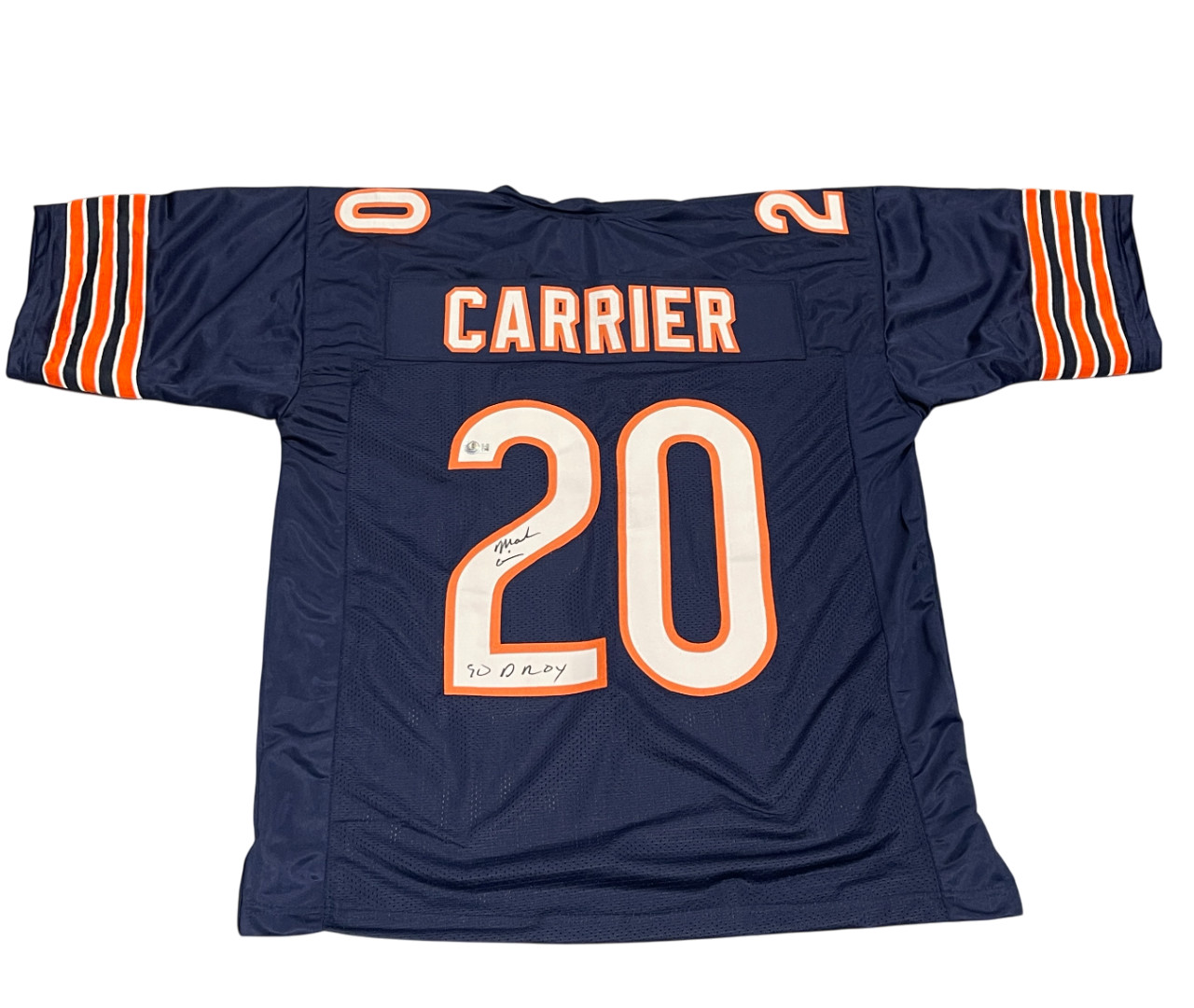 Mark Carrier Signed Bears Custom Jersey w/ 90 DROY Beckett Witness BAS COA