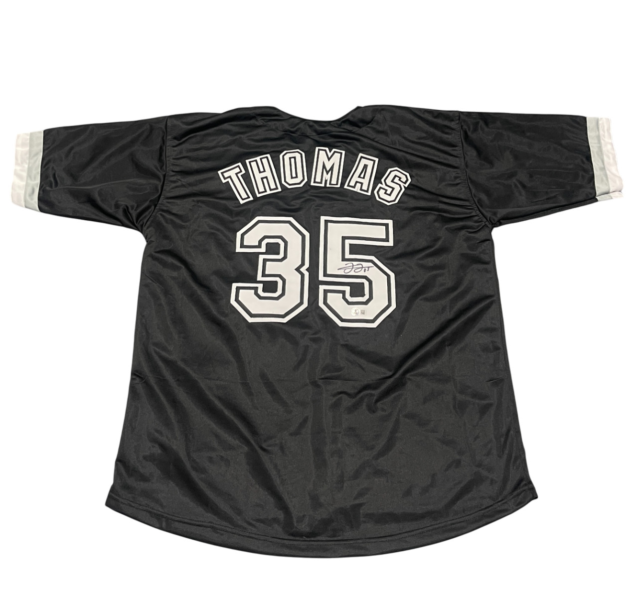 Frank Thomas Signed Chicago White Sox Custom Black Jersey Beckett Wit BAS COA