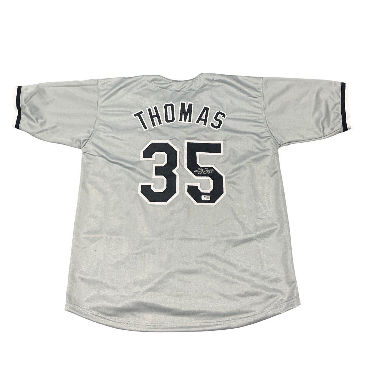 Frank Thomas Signed Chicago White Sox Custom Grey Jersey Beckett Witness BAS COA